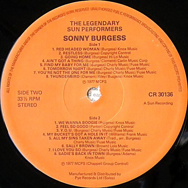 Sonny Burgess : The Legendary Sun Performers (LP, Comp)