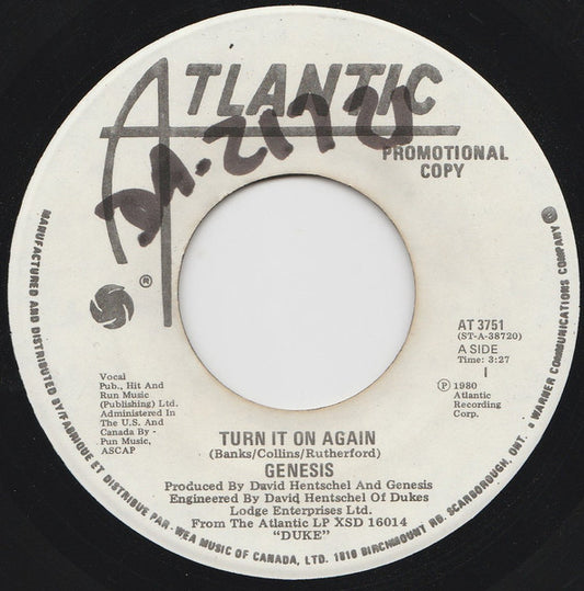 Genesis : Turn It On Again (7", Single, Promo)