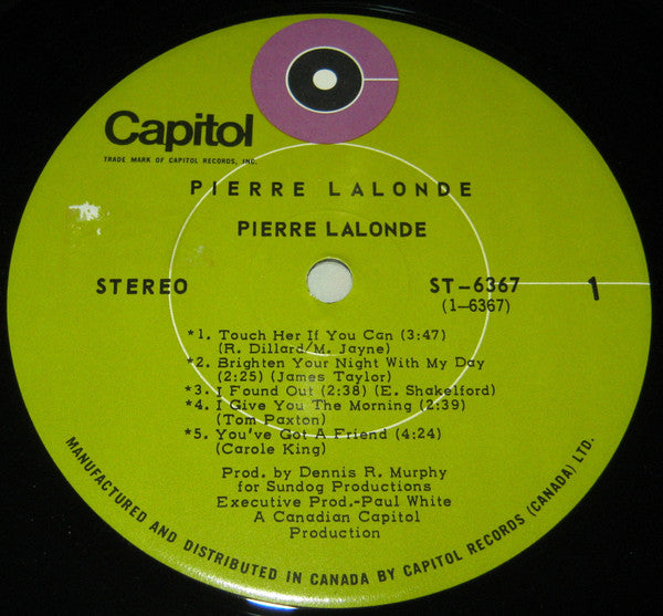 Pierre Lalonde : Pierre Lalonde (LP, Album, Gre)