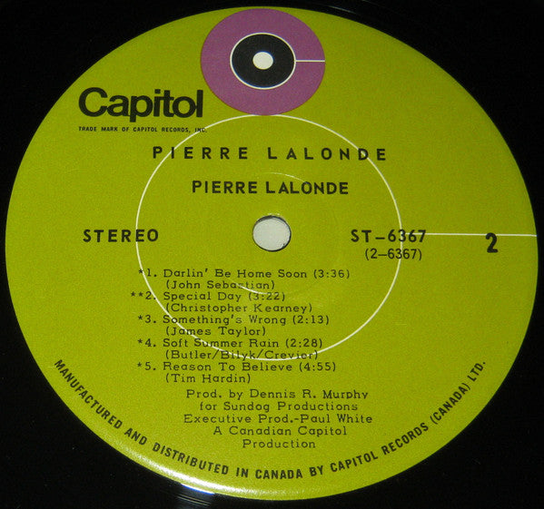 Pierre Lalonde : Pierre Lalonde (LP, Album, Gre)