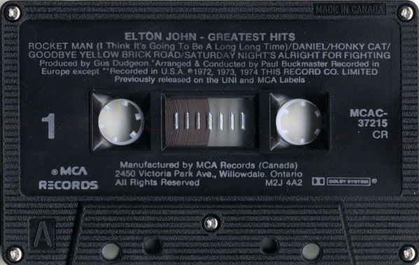 Elton John : Greatest Hits (Cass, Comp, RE, A&B)