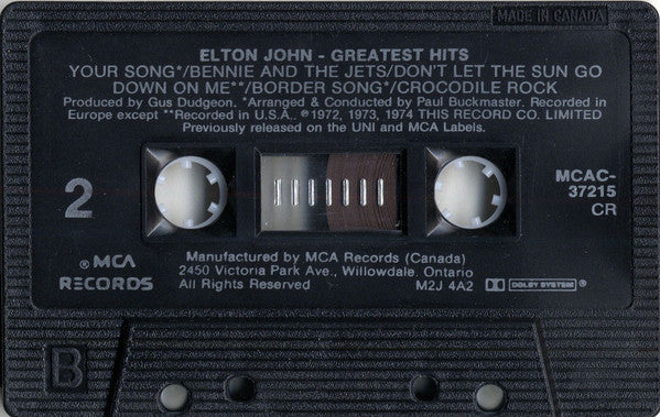 Elton John : Greatest Hits (Cass, Comp, RE, A&B)