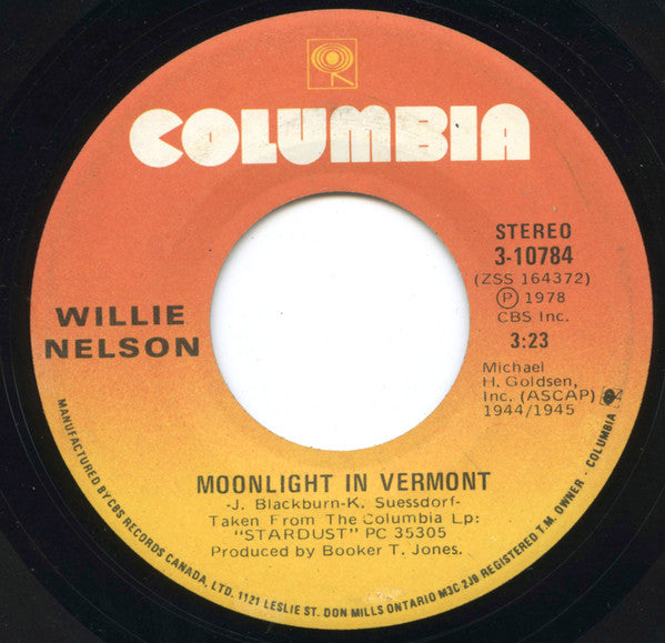 Willie Nelson : Blue Skies / Moonlight In Vermont (7", Single)