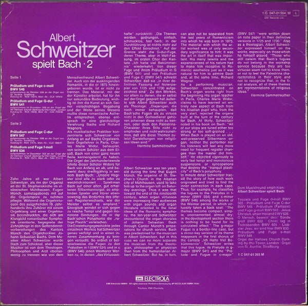 Johann Sebastian Bach, Albert Schweitzer : Albert Schweitzer Spielt Bach • 2 (LP)