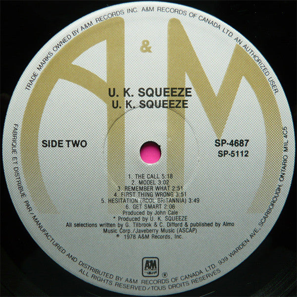 Squeeze (2) : U.K. Squeeze (LP, Album)