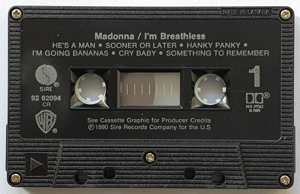 Madonna : I'm Breathless (Music From And Inspired By The Film Dick Tracy) (Cass, Album)