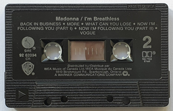 Madonna : I'm Breathless (Music From And Inspired By The Film Dick Tracy) (Cass, Album)