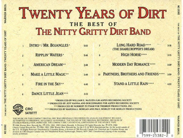 The Nitty Gritty Dirt Band* : Twenty Years Of Dirt - The Best Of The Nitty Gritty Dirt Band (CD, Comp, Club)