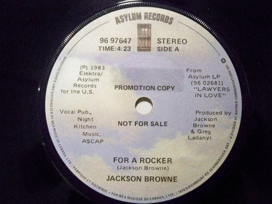 Jackson Browne : For A Rocker (7", Single, Promo)