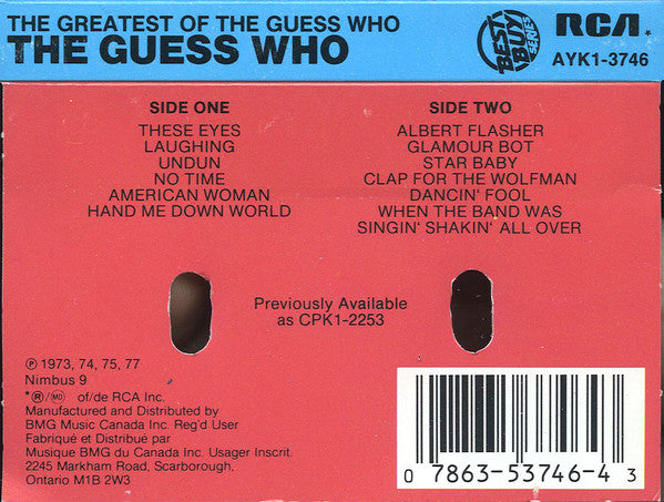 The Guess Who : The Greatest Of The Guess Who (Cass, Comp, RE, Dol)