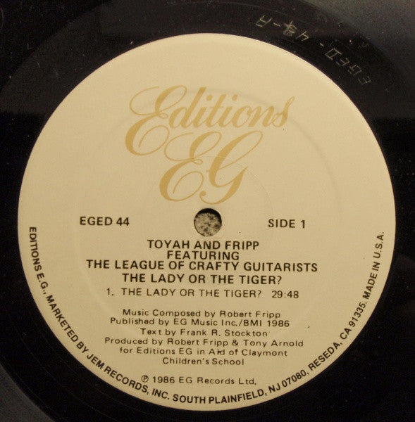 Toyah & Robert Fripp Featuring The League Of Crafty Guitarists : The Lady Or The Tiger? (LP, Album)