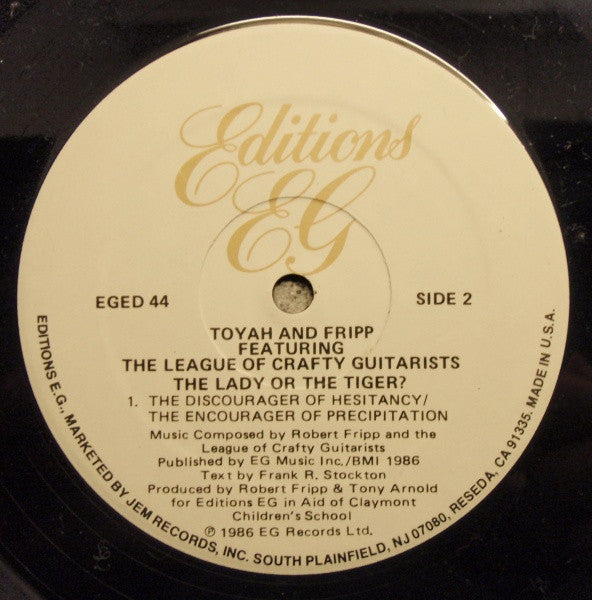Toyah & Robert Fripp Featuring The League Of Crafty Guitarists : The Lady Or The Tiger? (LP, Album)