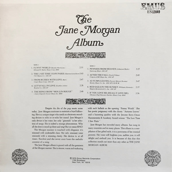 Jane Morgan : The Jane Morgan Album  (LP, Album, RE)