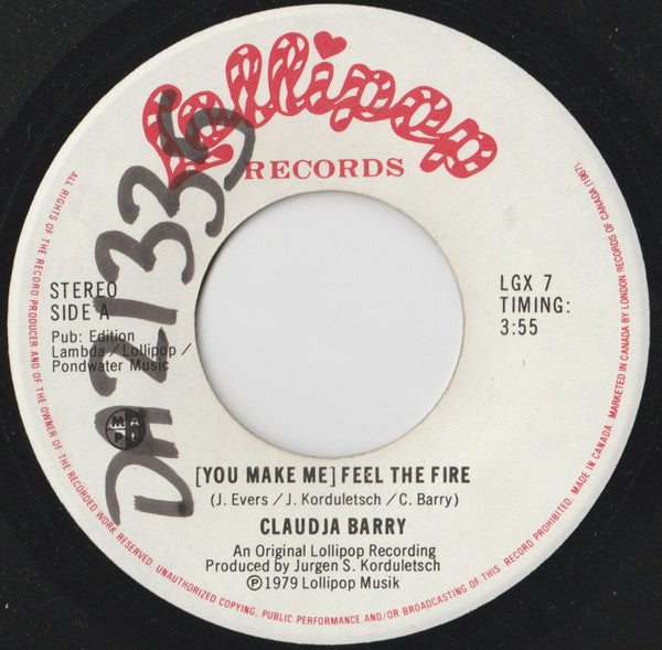 Claudja Barry : [You Make Me] Feel The Fire (7", Single)