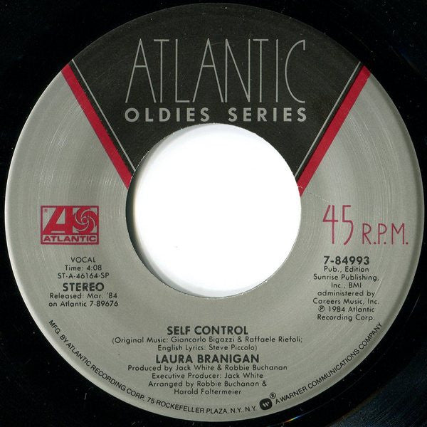 Laura Branigan : Self Control / The Lucky One (7", Single)
