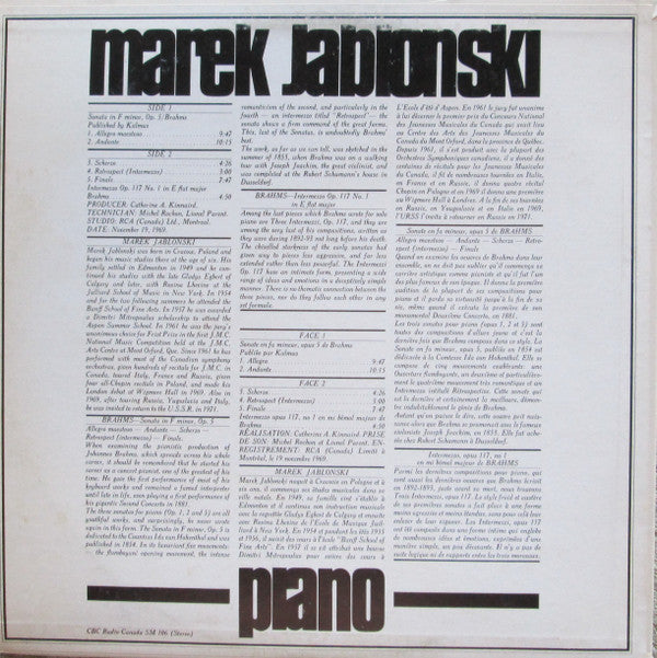 Marek Jabłoński : Marek Jablonski - Piano (LP, Album)
