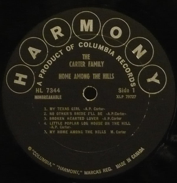 The Carter Family : Home Among The  Hills (LP, Album)