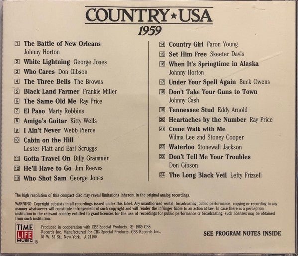 Various : Country USA 1959 (CD, Comp, RM)