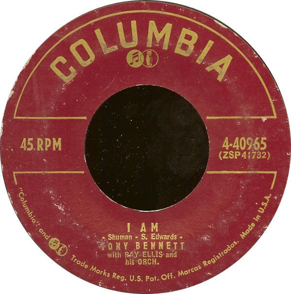 Tony Bennett : I Am / In The Middle Of An Island (7", Single, Styrene, Bri)