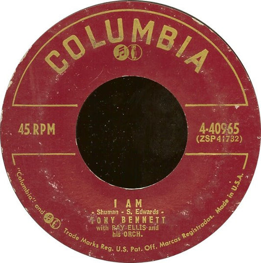 Tony Bennett : I Am / In The Middle Of An Island (7", Single, Styrene, Bri)