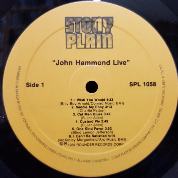 John Hammond* : Live (LP, Album)