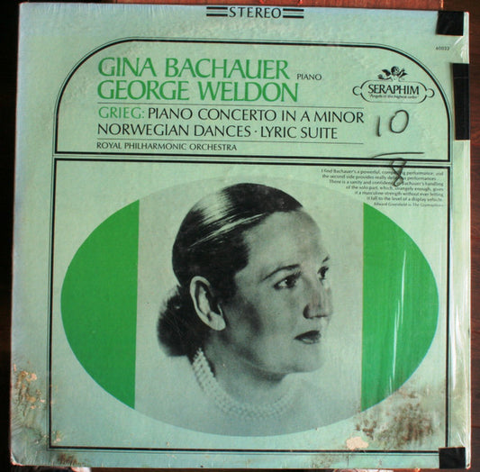 Edvard Grieg - Gina Bachauer, George Weldon, Royal Philharmonic Orchestra : Piano Concerto In A Minor - Norwegian Dances, Lyric Suite (LP)