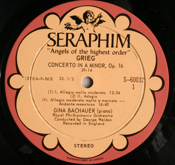 Edvard Grieg - Gina Bachauer, George Weldon, Royal Philharmonic Orchestra : Piano Concerto In A Minor - Norwegian Dances, Lyric Suite (LP)