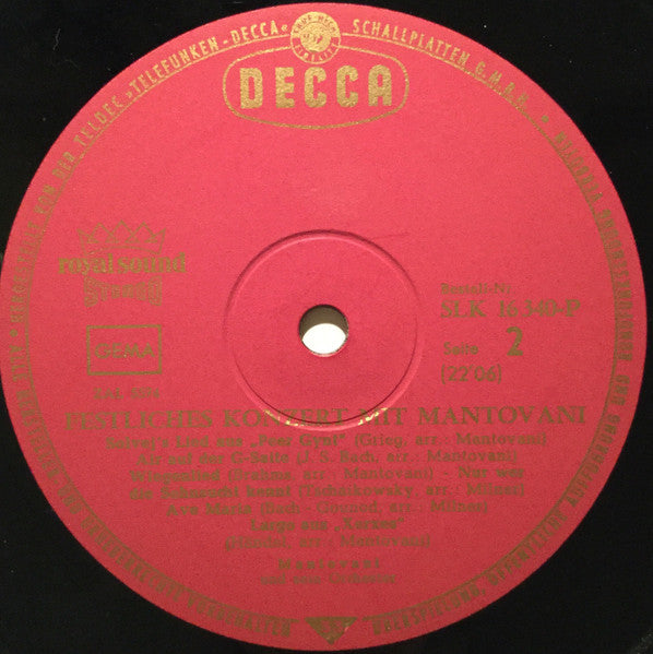 Mantovani And His Orchestra : Festliches Konzert Mit Mantovani (LP, Album)