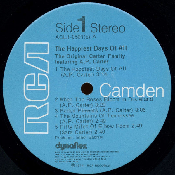 The Original Carter Family* Featuring A.P. Carter* : The Happiest Days Of All (LP, Comp)