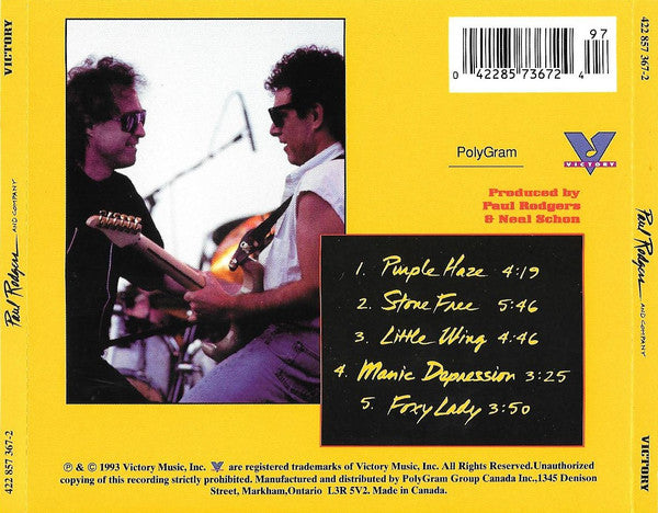 Paul Rodgers And Company : The Hendrix Set (CD, Album)