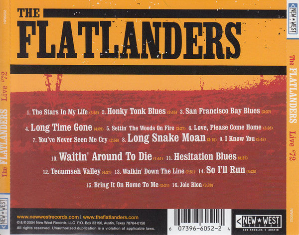 The Flatlanders : Live At The One Knite: June 8th 1972 (CD, Album)