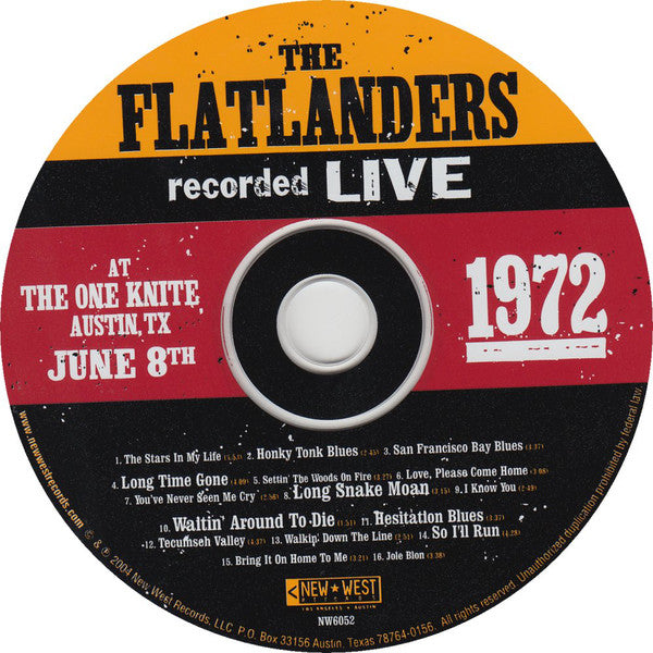 The Flatlanders : Live At The One Knite: June 8th 1972 (CD, Album)