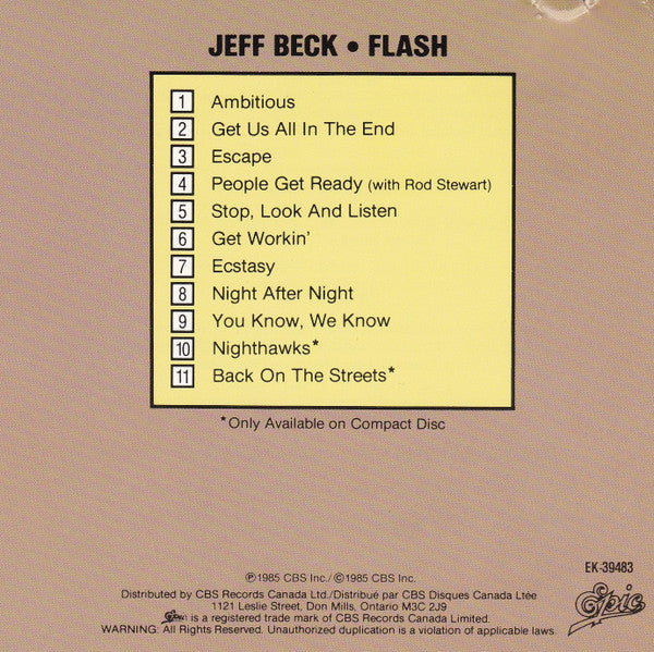 Jeff Beck : Flash (CD, Album)