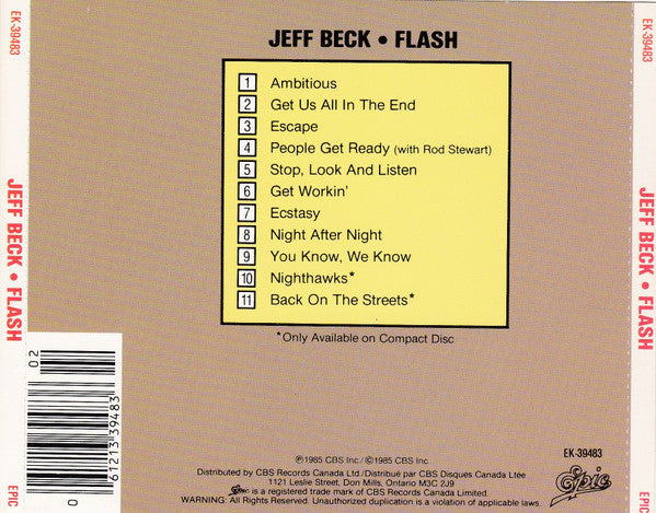 Jeff Beck : Flash (CD, Album)