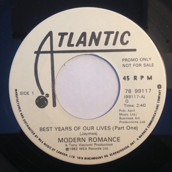 Modern Romance : Best Years Of Our Lives (7", Single, Promo)