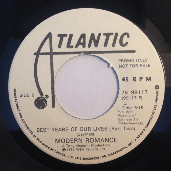 Modern Romance : Best Years Of Our Lives (7", Single, Promo)