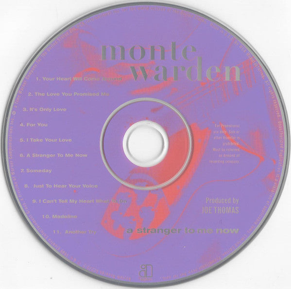 Monte Warden : A Stranger To Me Now (CD, Album, Promo)