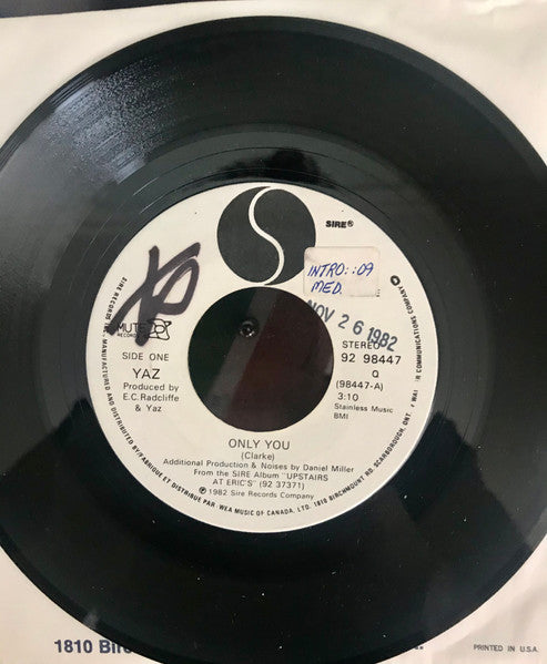 Yaz* : Only You (7", Single, Promo)