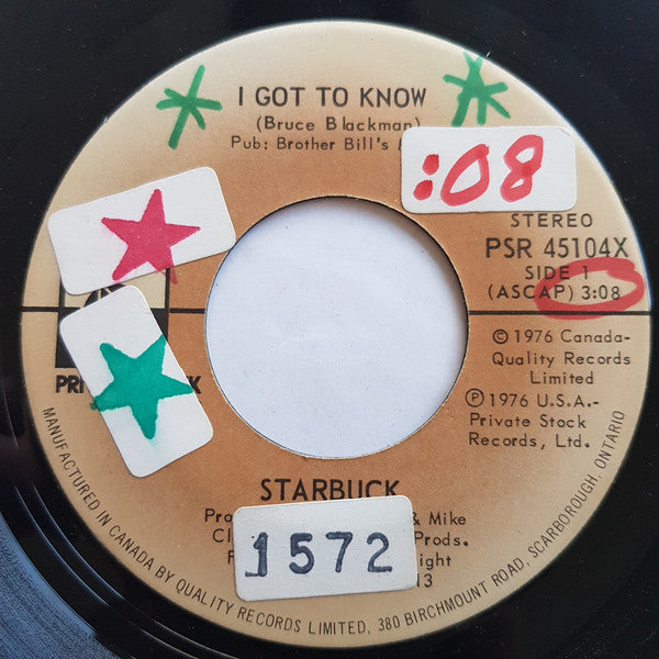 Starbuck (2) : I Got To Know (7", Single)