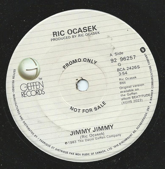 Ric Ocasek : Jimmy Jimmy (7", Promo)