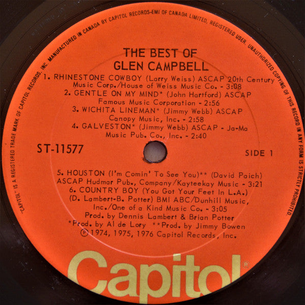 Glen Campbell : The Best Of Glen Campbell (LP, Comp)