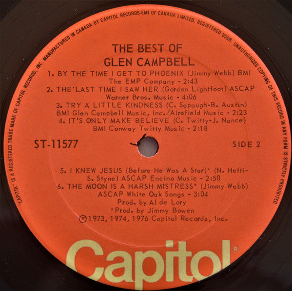 Glen Campbell : The Best Of Glen Campbell (LP, Comp)