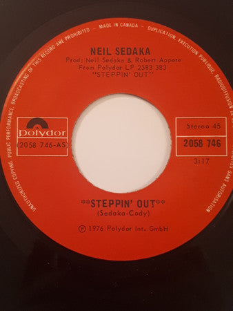 Neil Sedaka : Steppin' Out  (7", Single)
