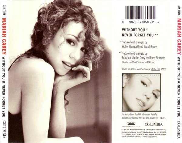 Mariah Carey : Without You & Never Forget You (CD, Single)