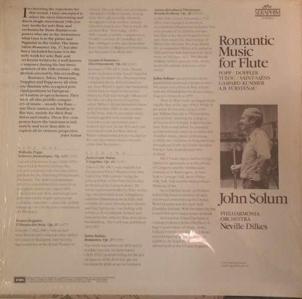 John Solum, Philharmonia Orchestra, Neville Dilkes : Romantic Music For Flute (LP)