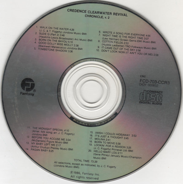 Creedence Clearwater Revival : Chronicle Volume Two (CD, Comp, Club, RM, RP)
