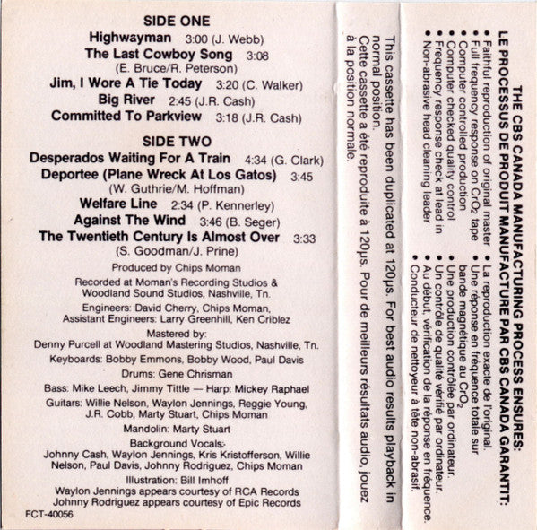 Waylon Jennings • Willie Nelson • Johnny Cash • Kris Kristofferson : Highwayman (Cass, Album, Gol)
