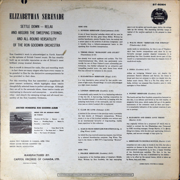 Ron Goodwin And His Orchestra : Elizabethan Serenade (LP)