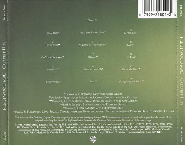 Fleetwood Mac : Greatest Hits (CD, Comp, RP)