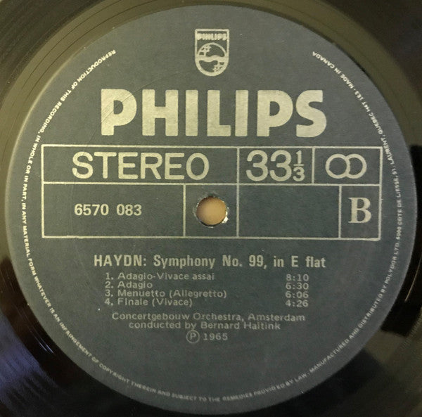 Joseph Haydn, Concertgebouworkest, Bernard Haitink : Symphony No 96 - Symphony No 99 (LP, RE)